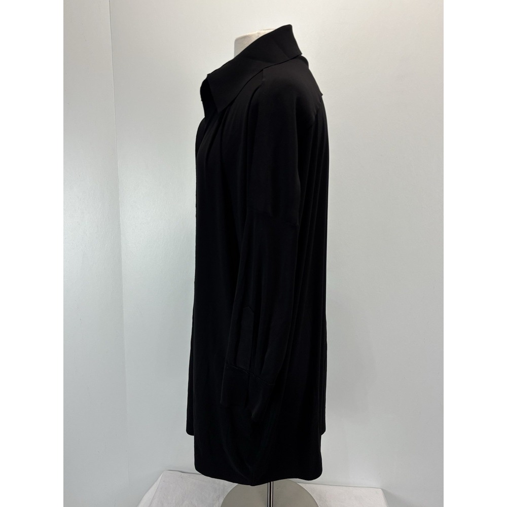 Norma Kamali Box Shirt Dress Swim Cover Sz Large Women's Black Draped Minimalist - Picture 2 of 7